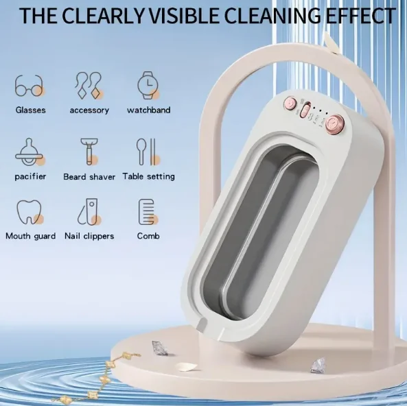 High-Frequency Vibration USBRechargeable Eyeglass Cleaner with Digital Display Portable DeepCleaning for Glasses