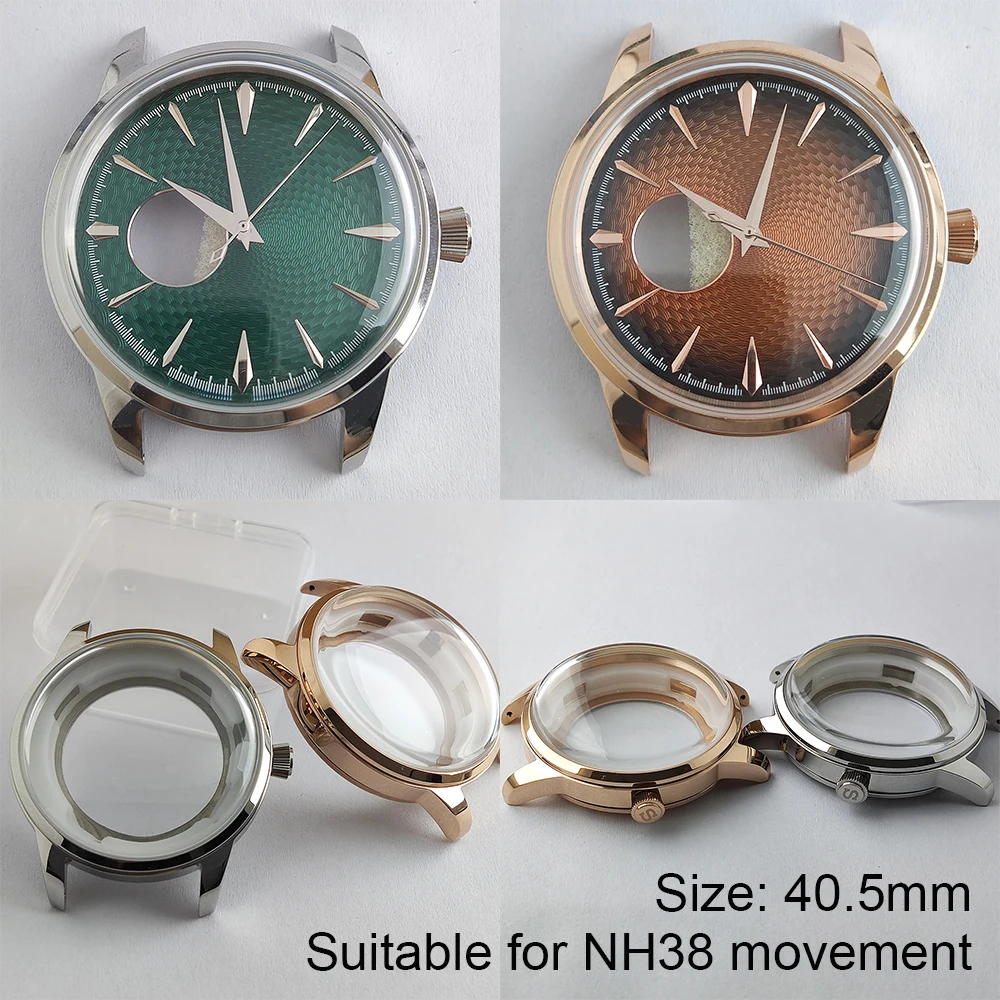 40.5mm Case NH38 Hollowed Out Dial Customized Logo Stainless Steel Waterproof Case Watch Accessories Suitable For NH38 Movement