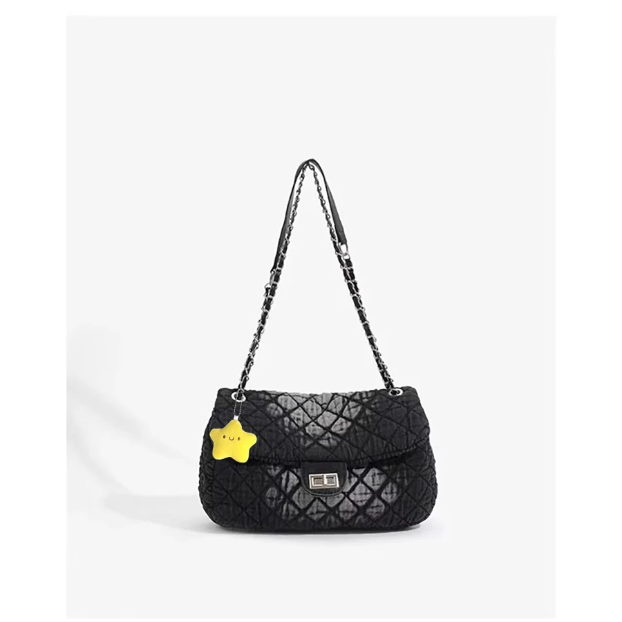 

Denim Casual Crossbody Bags Women 2025 High Street Chain Diamond Large Capacity Handbag Ladies Retro Messenger Bag Y2k