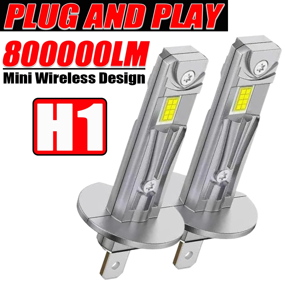 H1 phare LED CANBUS 800000LM ampoule de voiture Super brillante Mini projecteurs automatiques puissants sans fil 360 lumière 6000K faisceau blanc 12V