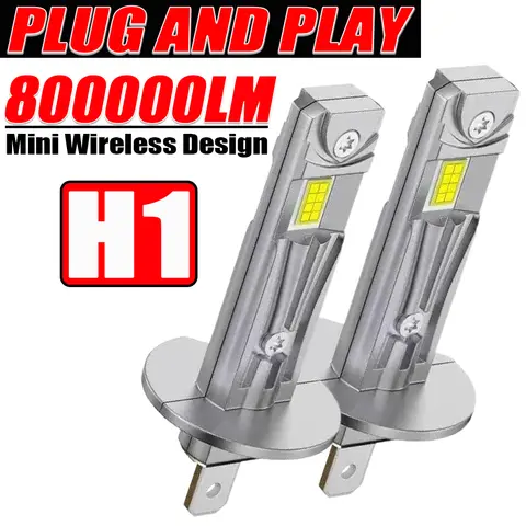 H1 LED 헤드라이트 CANBUS 800000LM 초고휘도 자동차 전구 미니 무선 강력한 자동차 스포트라이트 360도 라이트 6000K 화이트 빔 12V