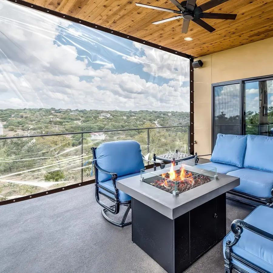 أقمشة شفافة مقاومة للماء تزيد من الحلقات، ربطات حبل مقاومة للرياح بطول 33 قدمًا، غطاء من القماش المشمع البوليستر عالي التحمل مقاوم للمطر في الهواء الطلق، شفاف P