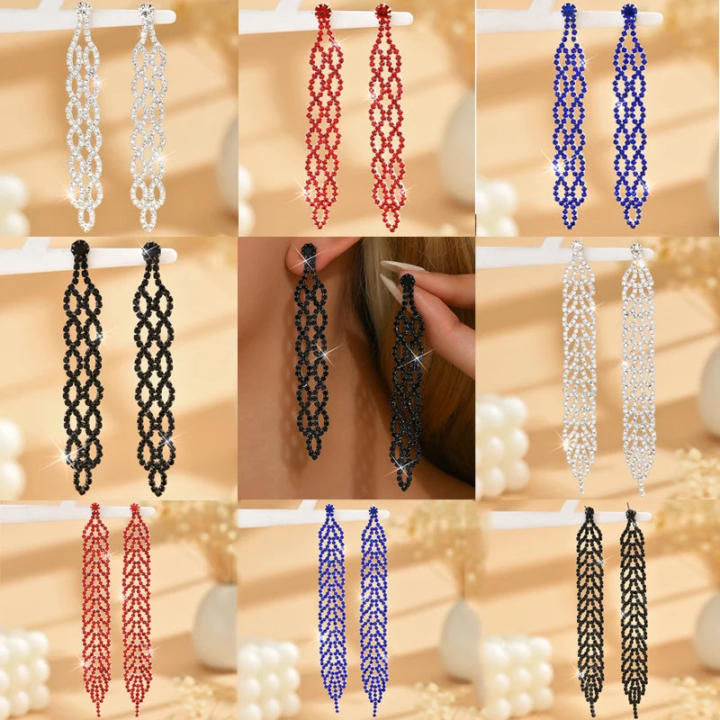 

New Fashionable Women's Sparkling Hollow tassel Exquisite Temperament Celebrity Earrings Lover Festival DIY Charm Jewelry Gift