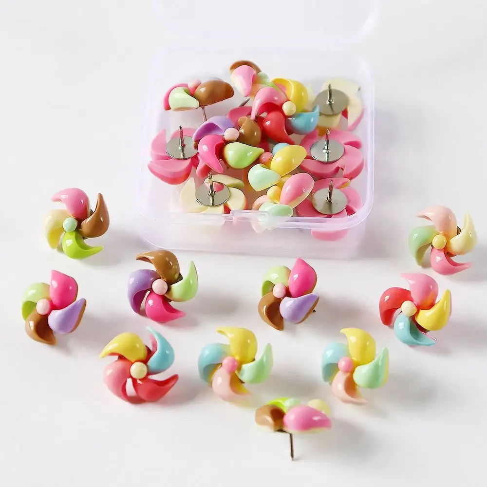 10/20/30 قطعة دبابيس ضغط على شكل طاحونة إبداعية يمكنك صنعها بنفسك لوحة قابلة لإعادة الاستخدام دبوس دفع لطيف ثلاثية الأبعاد لطاحونة هوائية ملونة دبابيس ضغط صور جدار ديكور