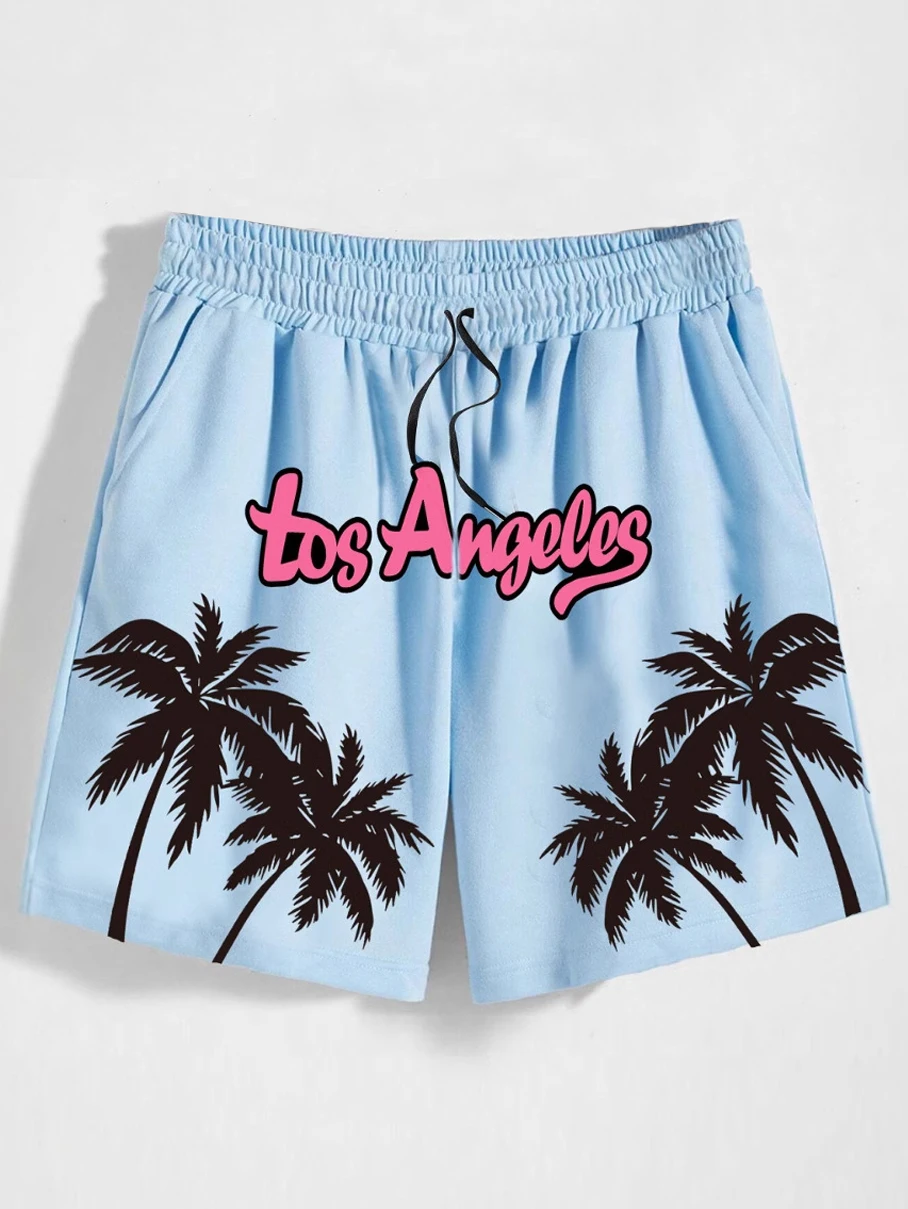 

Men's summer beach shorts are fashionable and trendy with coconut tree prints and suitable for vacation scenes