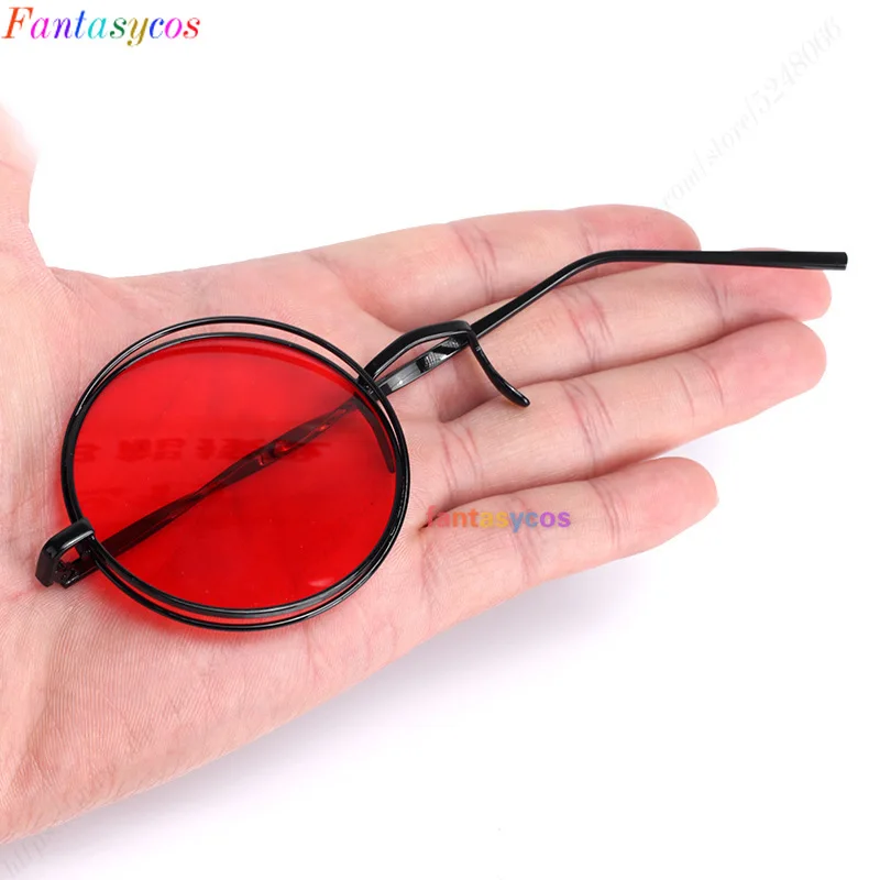 Alastor-Perruque Cosplay Courte Rouge Noire avec Oreilles et Monocle Rouge, Lunettes, Cheveux Synthétiques, Degré de Chaleur, Homme