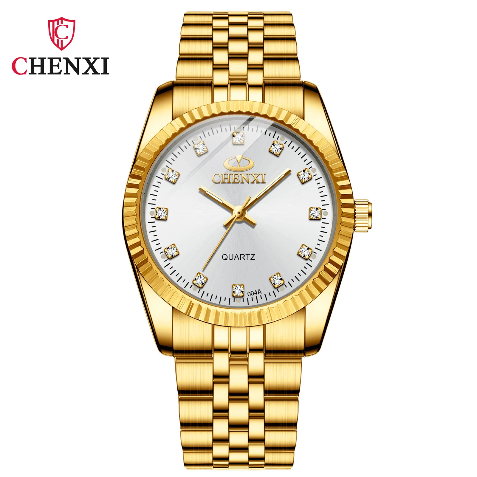 Reloj de cuarzo con esfera grande para hombre y mujer, cronógrafo de negocios resistente al agua con diamantes de agua, pulsera de acero, regalo