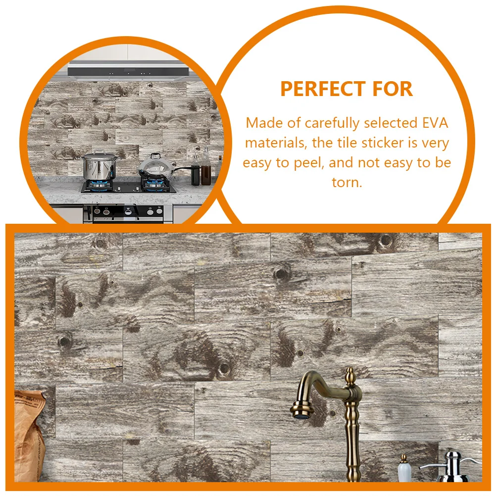 

9Pcs Eva Wood Grain Tile Stickers Waterproof Peel Stick Wall Tile Decals for Home Kitchen Bathroom Decoration Removable Stickers