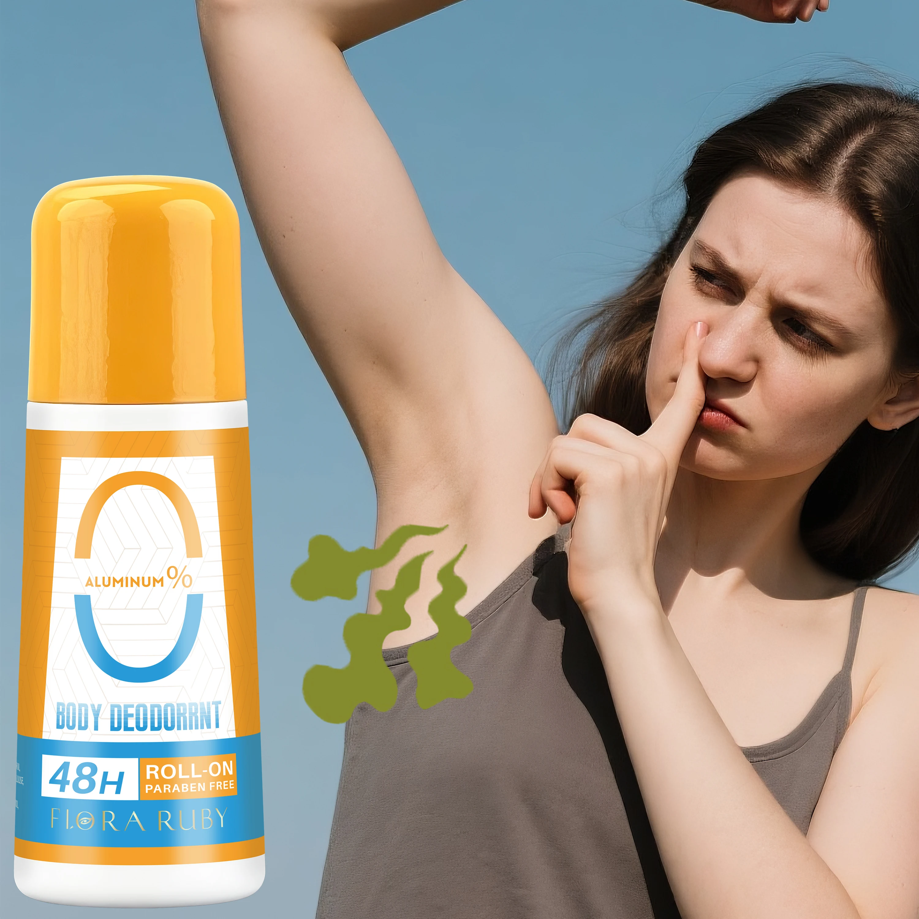 مزيل عرق فلورا روبي لكامل الجسم للنساء والرجال، مزيل الروائح الكريهة تحت الإبط لمدة 48 ساعة، تطبيق الجسم بالكامل