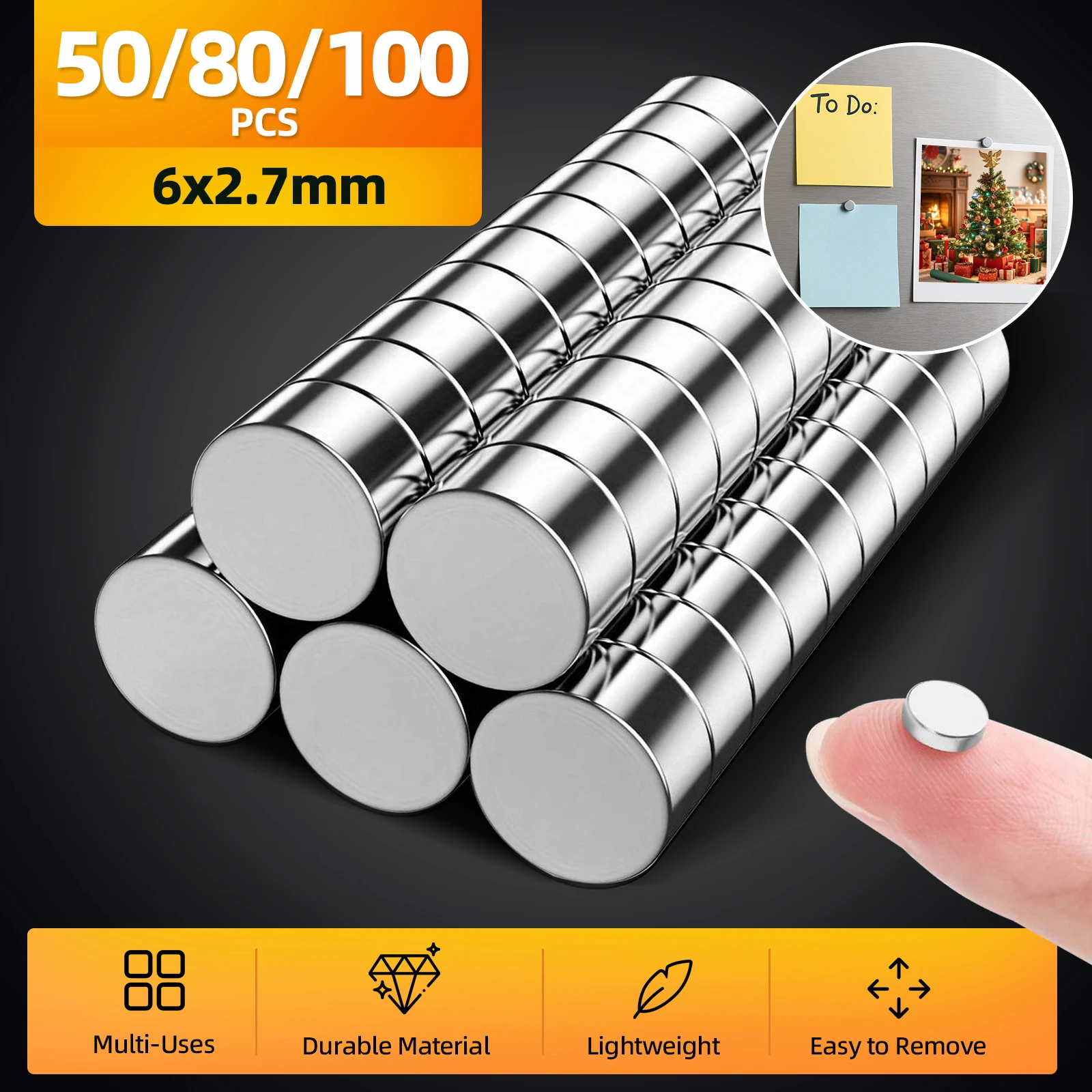 Small 6x3mm Refrigerator Magnets, 50/80/100Pcs Small Round Multi-Use Fridge Magnets, Office Magnets for Office, Fridge, Kitchen