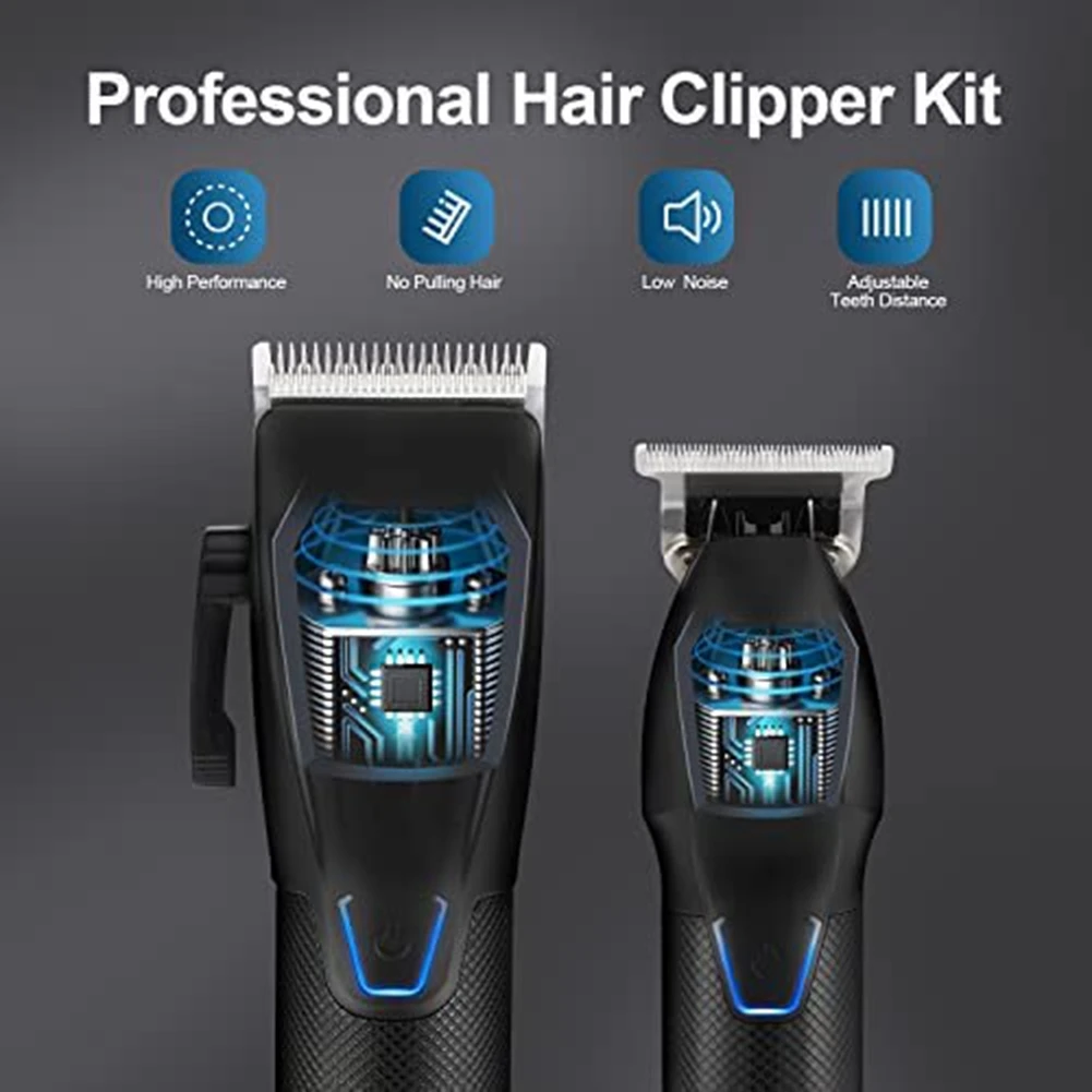 Kit de corte de pelo profesional para hombres, cortapelos de barbero inalámbrico y juego de recortador de barba con cuchilla en T