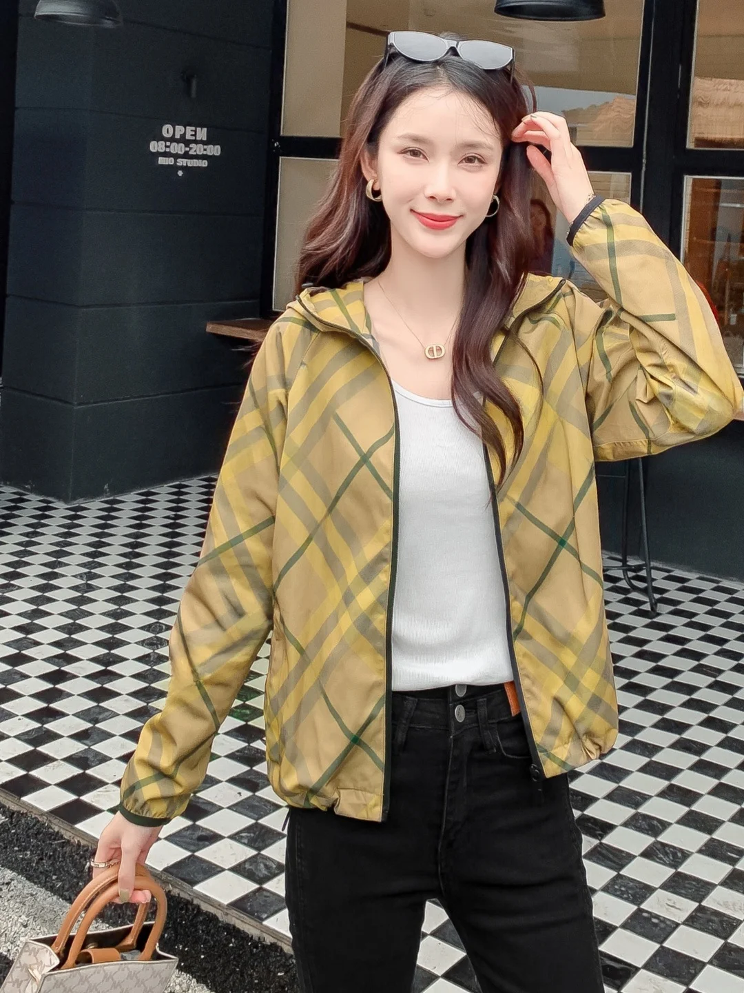 

Женское пальто BET в клетку, осенне-зимнее, приталенное, европейский стиль, 100% другие материалы