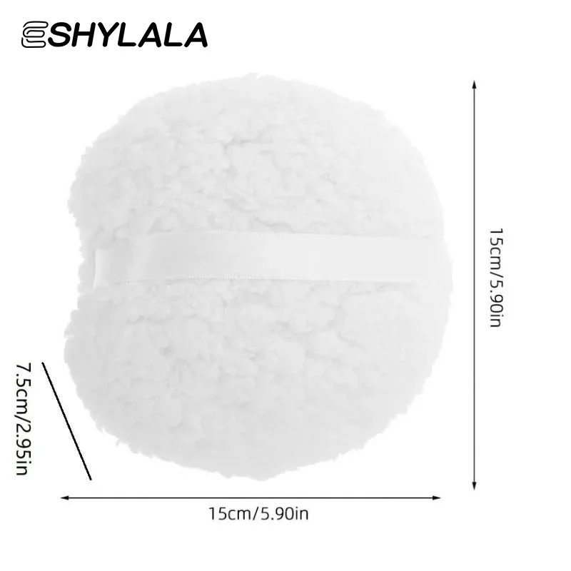 Puszysta aplikator do pudru o bardzo dużym rozmiarze, 15 cm, z długim pluszowym włosiem, łatwa do trzymania, idealna do pudru do ciała i twarzy.