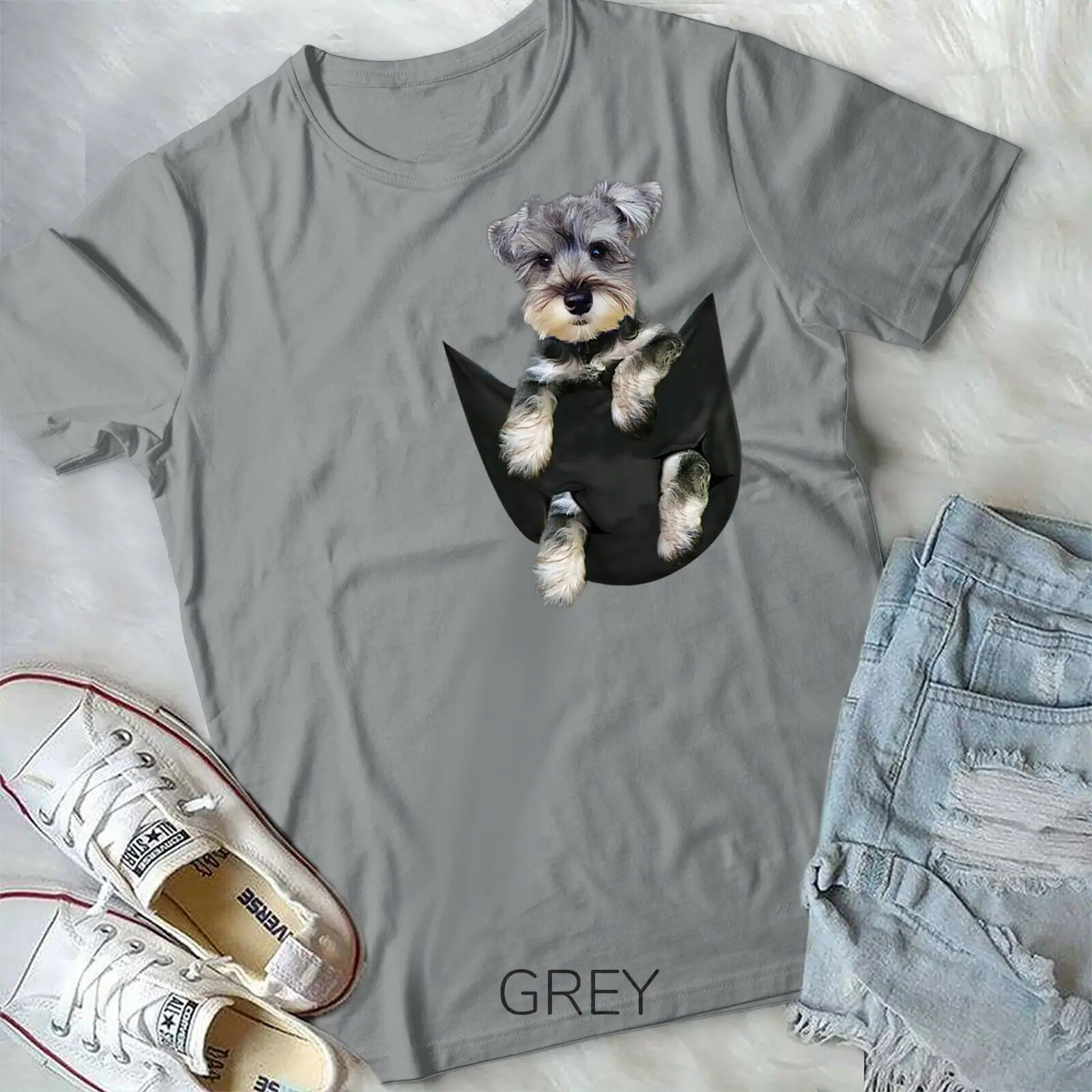 

Schnauzer Dog in Pocket Puppy Gifts T-Shirt Unisex T-shirt