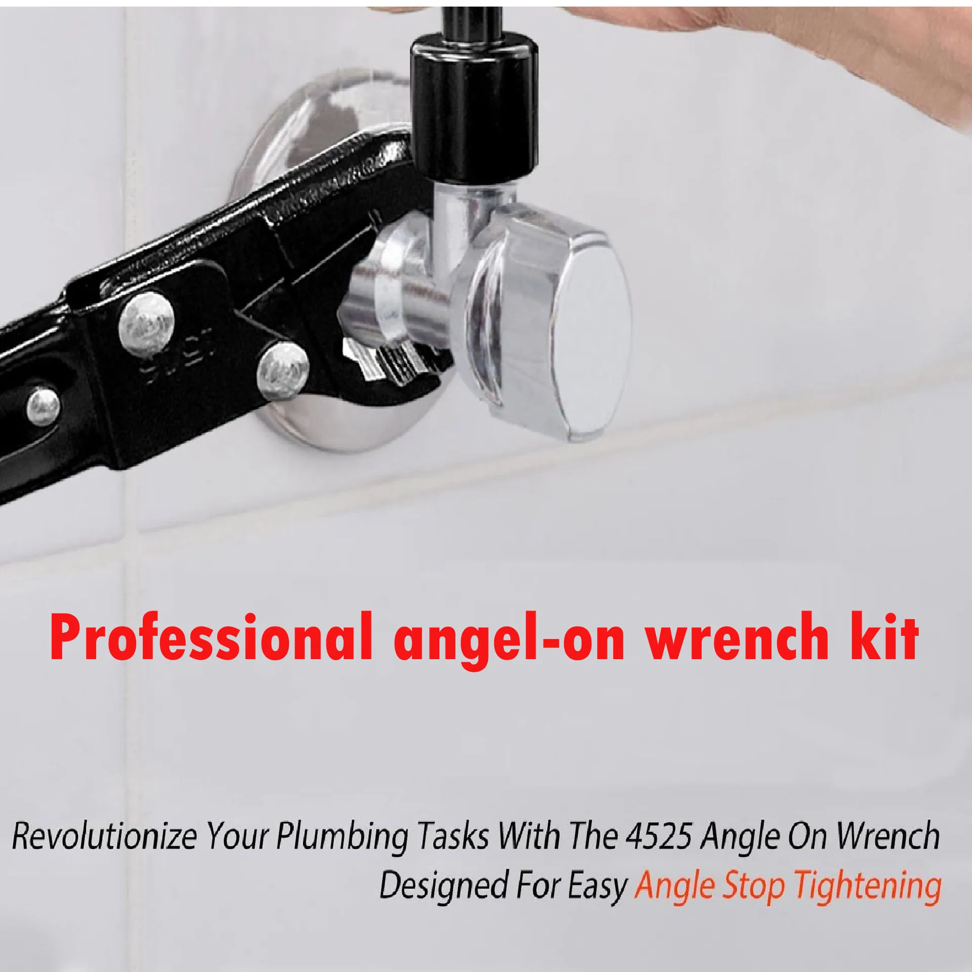 Double-Ended Pipe Wrench With Angle Stop Wrench Professional Plumbing Tools Angle-On Wrench Kit Household Sink Tap Spanner Tool