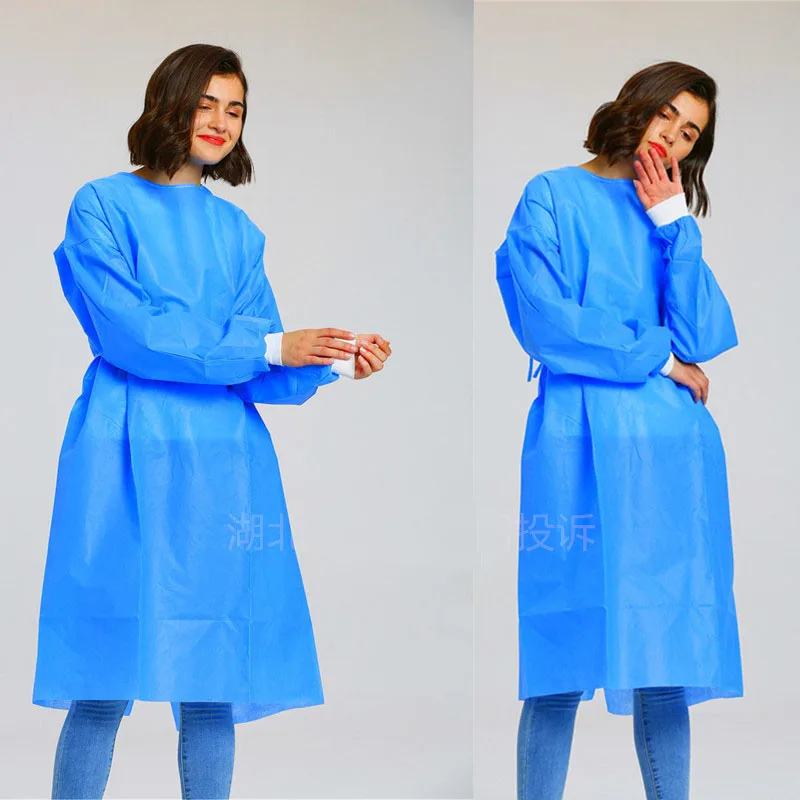 Disposable Thickened Protective Nursing Gown Dustproof Isolation Clothing Clothing SMS Non-woven Thread Cuffs Reverse Wearing