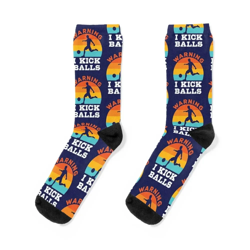 

Warning I Kick Balls Funny Kickball Player Socks halloween funny gifts hiking Men Socks Luxury Brand Women's