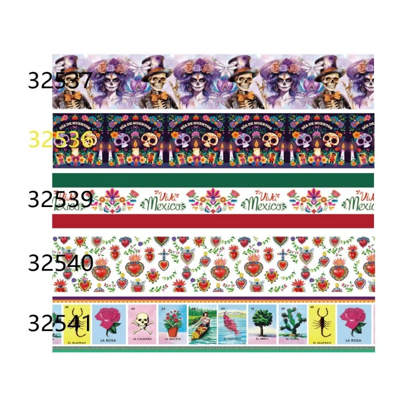 Cartoon Grosgrain Ribbons for Holiday Bows, mexicano, Halloween, impresso, materiais artesanais, DIY, 5 jardas