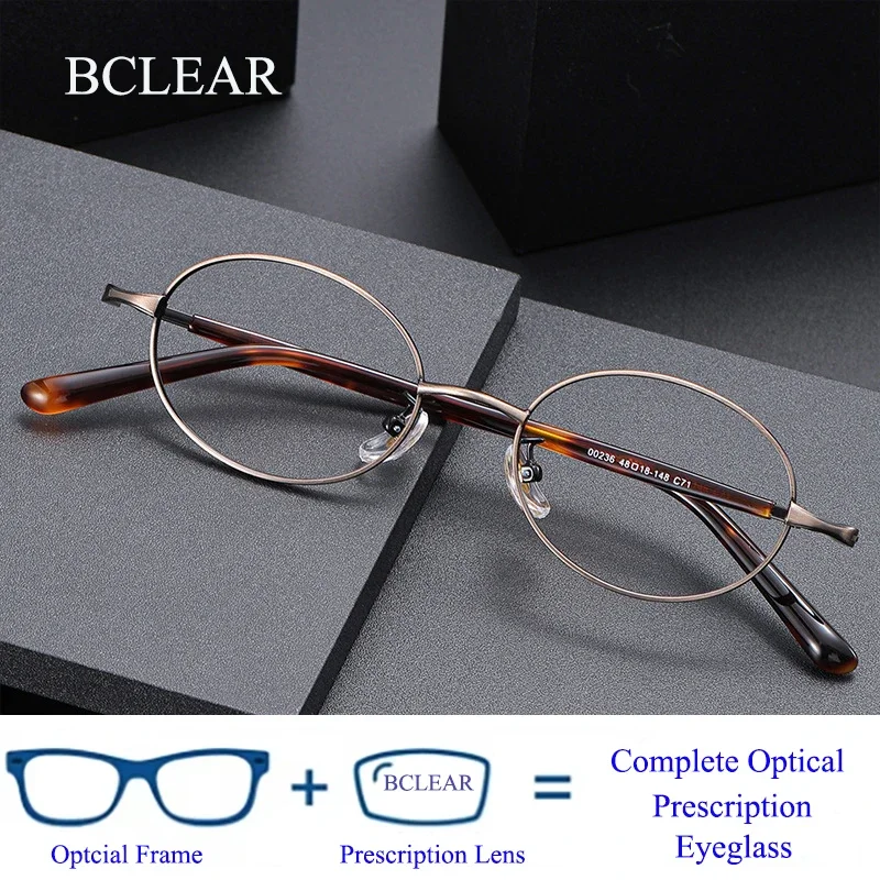 BCLEAR Vintage Oval Alloy Glasses Frame Men Myopia Optical Prescription Eyeglasses Frame Women Korea Luxury Brand Eyewear