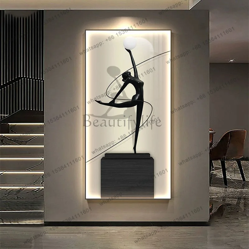 Simple modern entrance decorative painting abstract figure  corridor corridor hanging painting vertical plate can shine