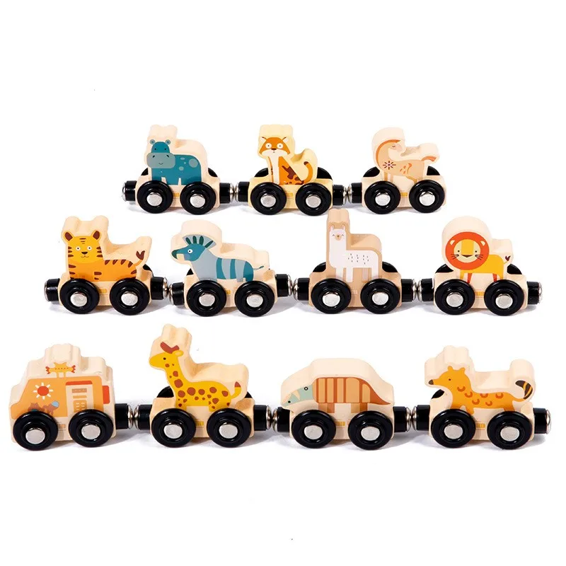 

Baby Number Animal Traffic Vehicle Magnetic Train Toy Building Blocks Wooden Toys for Children Montessori Educational Game