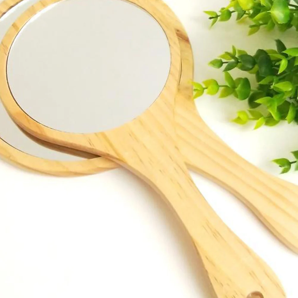 

Wall Mountable Handheld Mirror with Wooden Frame Premium Glass Clear Reflection Large Area Makeup Mirror for Ladies