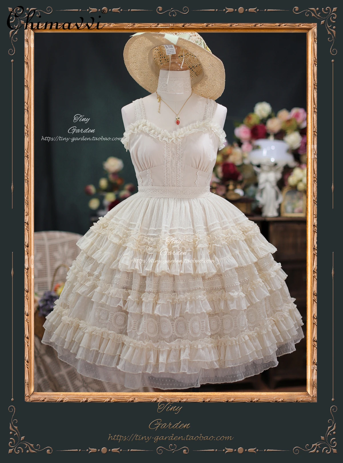

French Retro Lolita Dress Spring and Summer New Sweet Fairy Girls Women Lace Patchwork High Waist Elegant Princess Dress