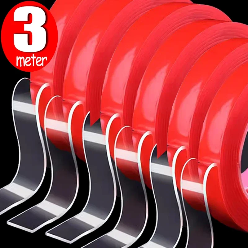 3 Meters Strong Double Sided Tape Acrylic Transparent No Traces Tapes High Viscosity Adhesive Tape for Home Car Fixed Stickers