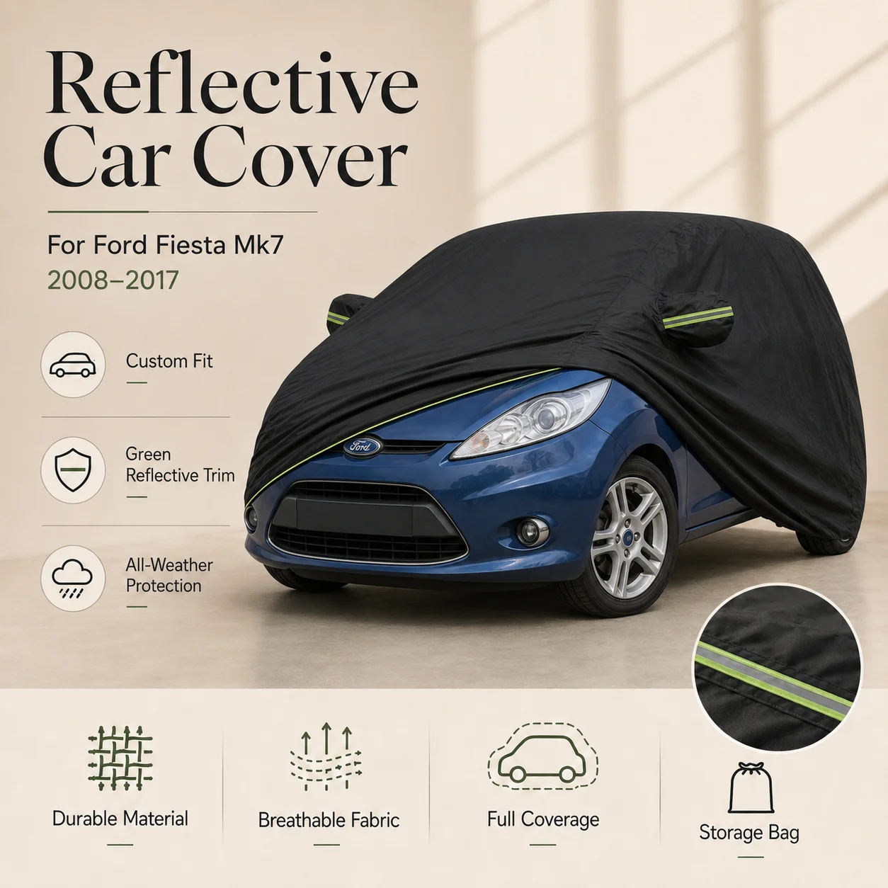 Outdoor Waterproof Full Car Cover Snowshade Dustproof Protection For Ford Fiesta Mk7 Auto Exterior Accessory