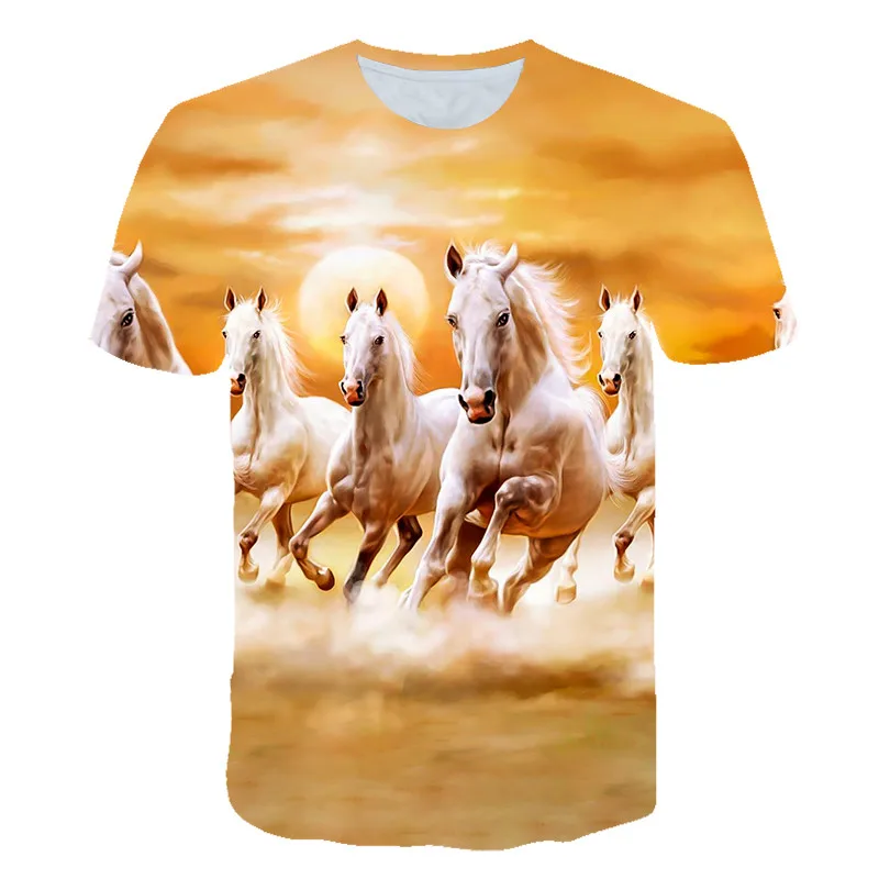 Animal Horse 3D Print Kids Short Sleeve T Shirt Fashion Casual Cartoon T-Shirt Harajuku Boys Girls Children's Clothing Tees Tops