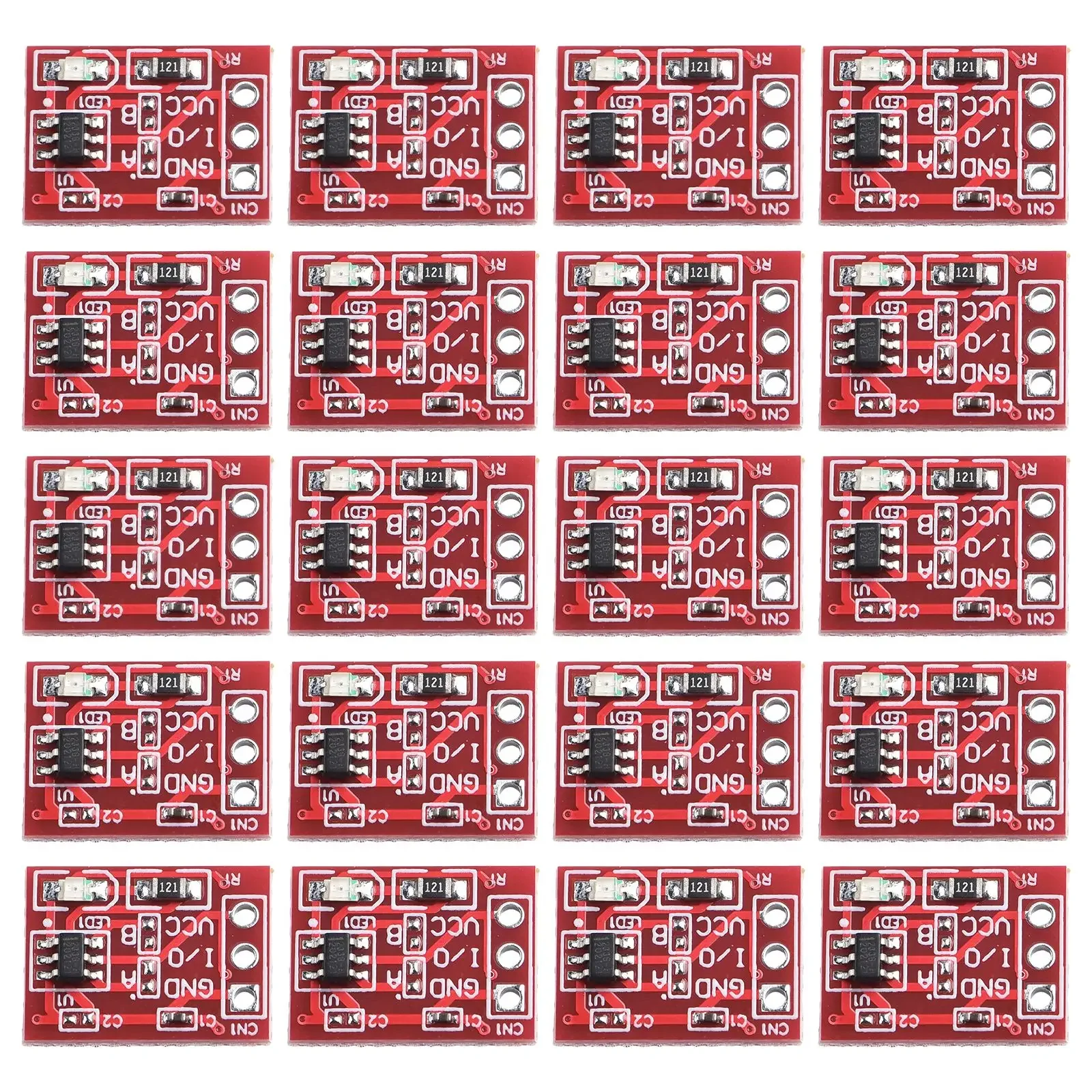 Enhanced Version  Red Board  20Pc TTP223 Touch Button Modular Self Locking Capacitive Switch  Easy Installation