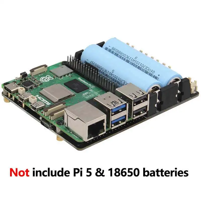 Raspberry Pi 5 18650 UPS Board, 5.1V/5A Smart Power Management & Uninterruptible Supply (X1201)