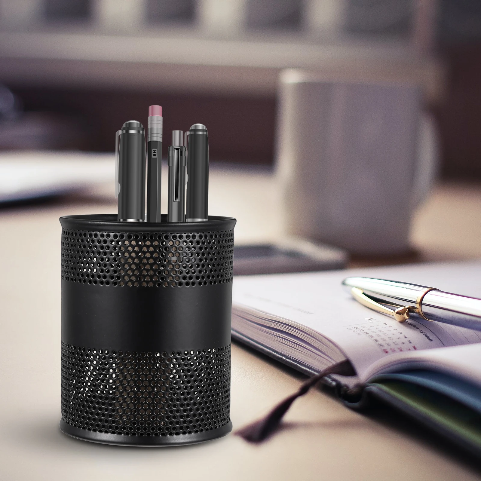 1pc Rost-Beweis Stift Halter Kreative Eisen Desktop Storage Box Für Schreibwaren Pinsel Büro Liefert Runde Pinsel