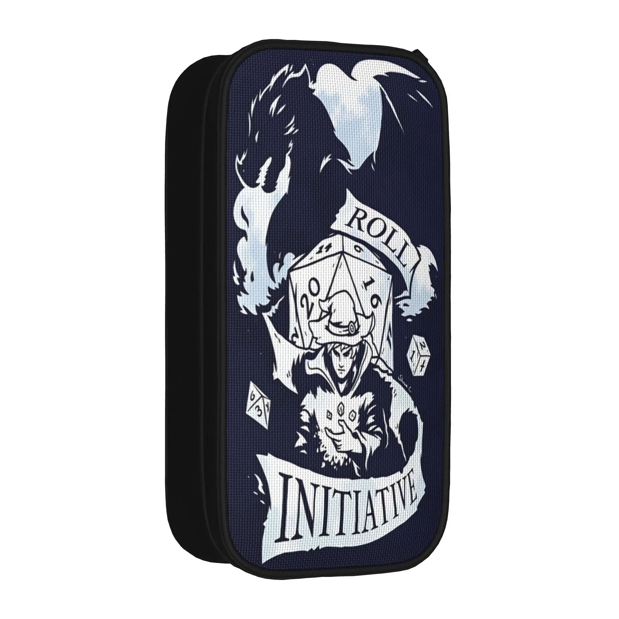 Medieval Dragon And D20 Dice Dnd Pencil Case Portable Pen Box Boy Girl Double Layer Fashion School Pencil Cases Printed Supplies