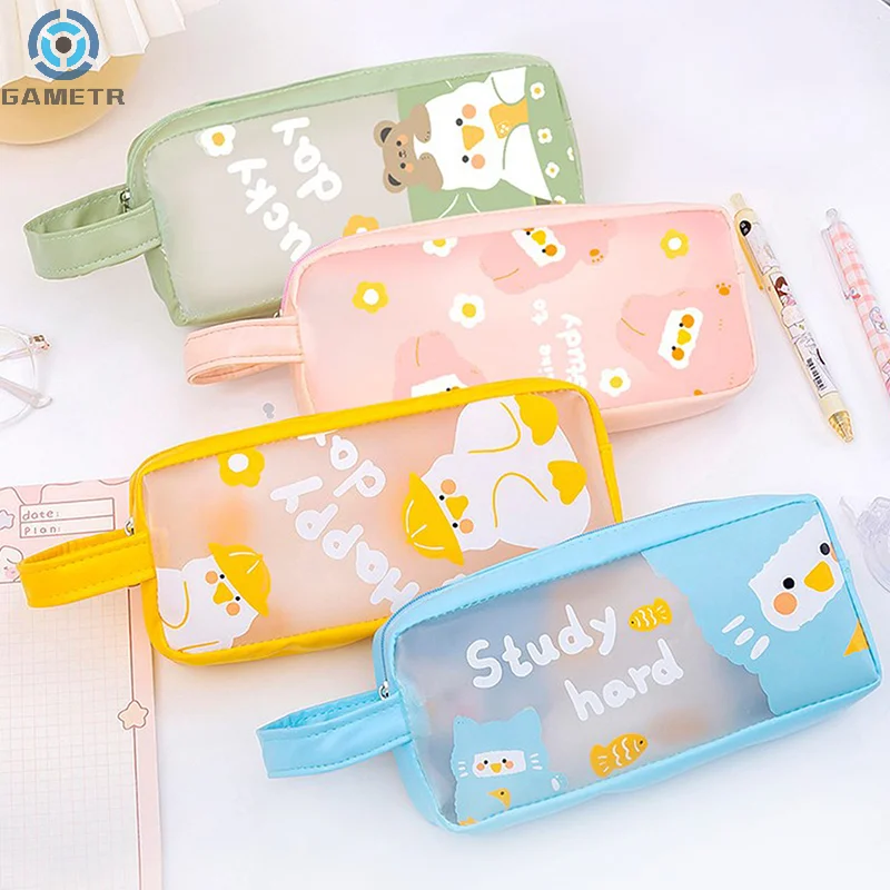 Pencil Case Transparent Pencilcase Trousses Scolaires School Supplies Cartoon Pencil Pouch Cartucheras Escolares Pencil Cases