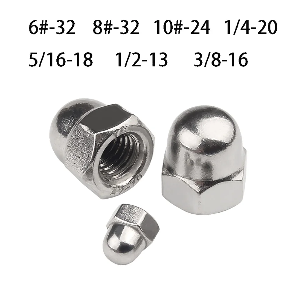 6#-32 8#-32 10#-24 1/4-20 5/16-18 1/2-13 3/8-16 304 Stainless Steel Hex Nuts US Standard Coarse Fine Thread Hex Dome Acorn Nut
