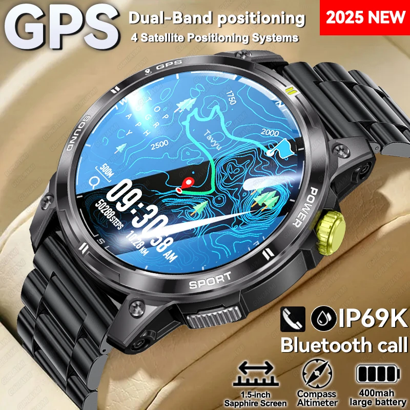 2025New GPS Bluetooth Call Smart Watch Men AMOLED HD Screen Heart Rate IP68 Waterproof Outdoor Sports Smartwatch For Android iOS