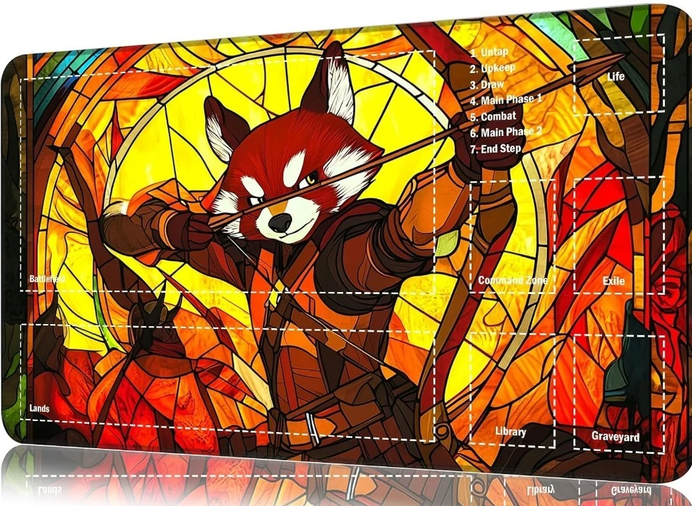 Magical Fox Pattern Play Mat Durable Office Deskpad Parties Gathering Card Game Mat Non-slip Keyboard PC Game MousePad Card mat
