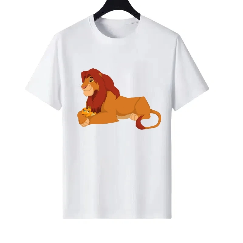 

Disney The Lion King Pattern Woman Round Neck Parent-child Clothing Cartoon Ladies Cheap Short Sleeves T-Shirt Men Sweatshirts