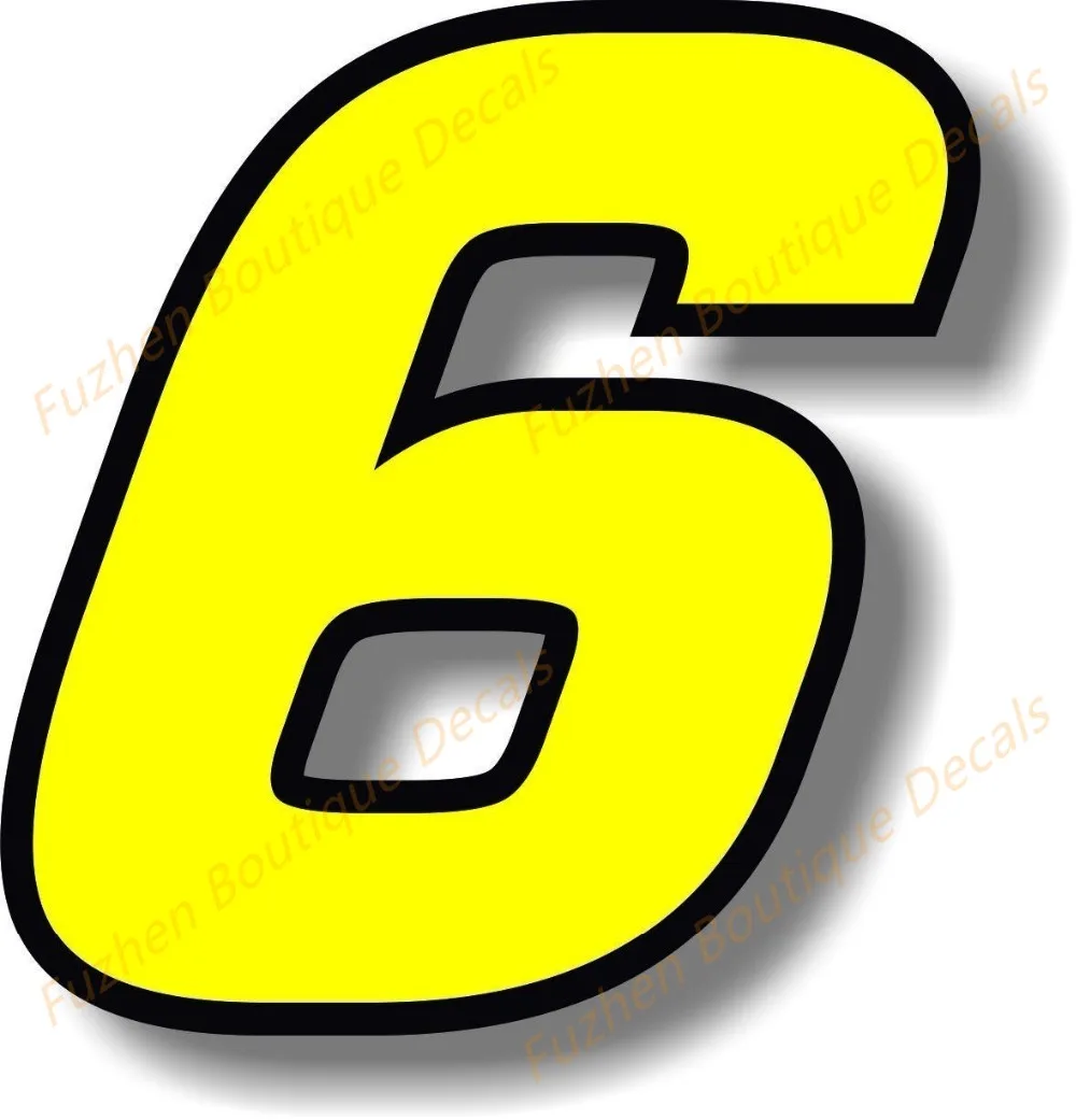 High Quality Decal Racing Yellow Race Numbers with Black Border Vinyl Decal Graphic Number