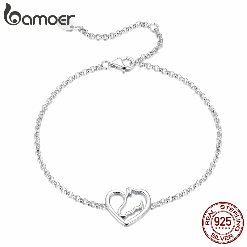 

Браслет Bamoer Horse из стерлингового серебра 925 пробы для женщин, звено цепи в форме сердца и лошади, уникальные подарки для рождественской вечеринки, ювелирные изделия, подарок