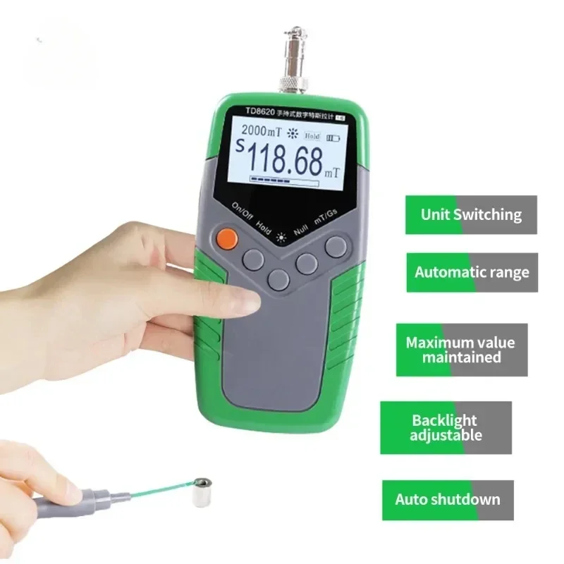 TD8620 Hand-held Digital Tesla Meter Permanent Magnet Gauss Handheld Magnetic Flux  Surface Field Test Tools