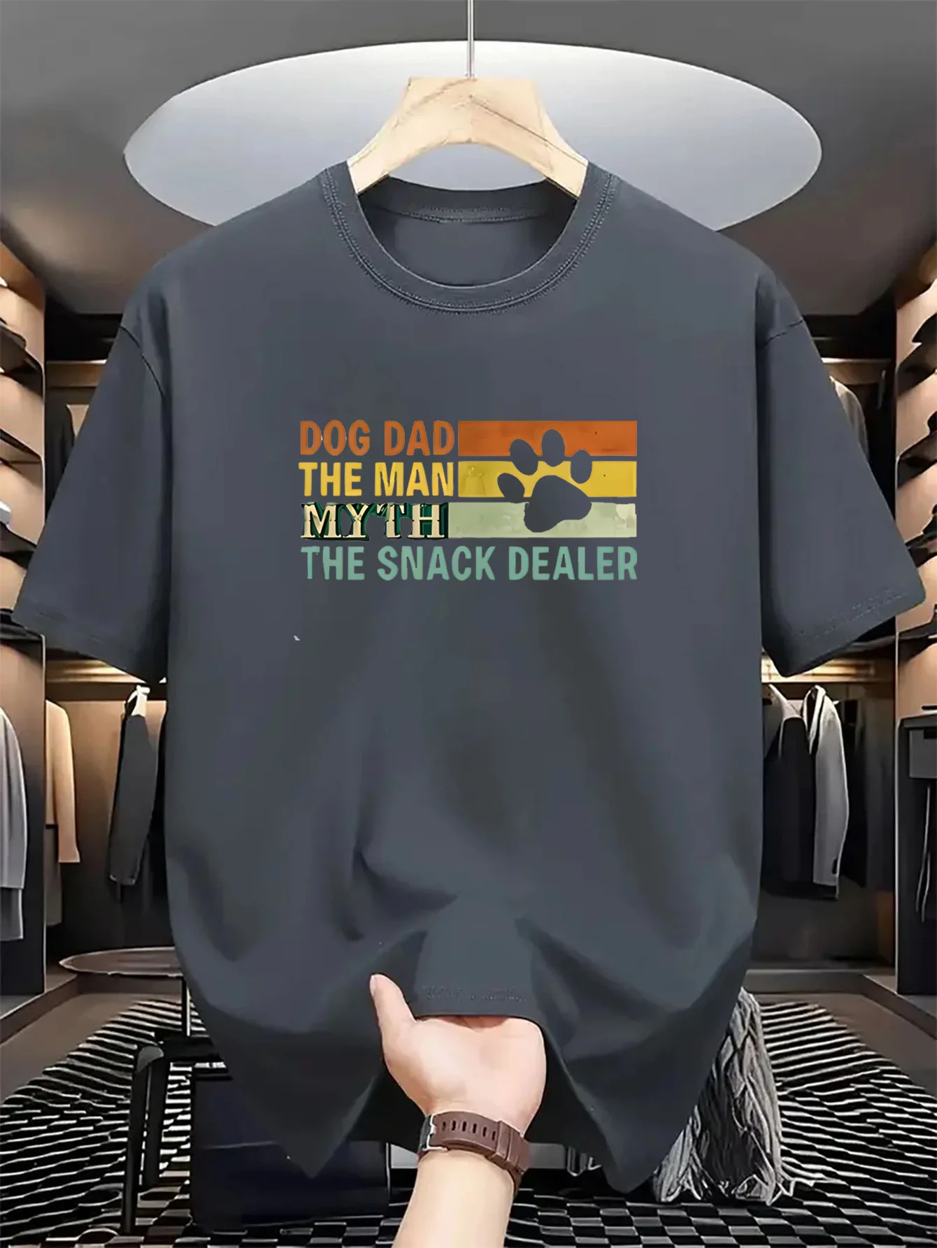 Single men's round-neck short-sleeved T-shirt with printing, quick-drying, illustrated, modern and fashionable, cool and stylish
