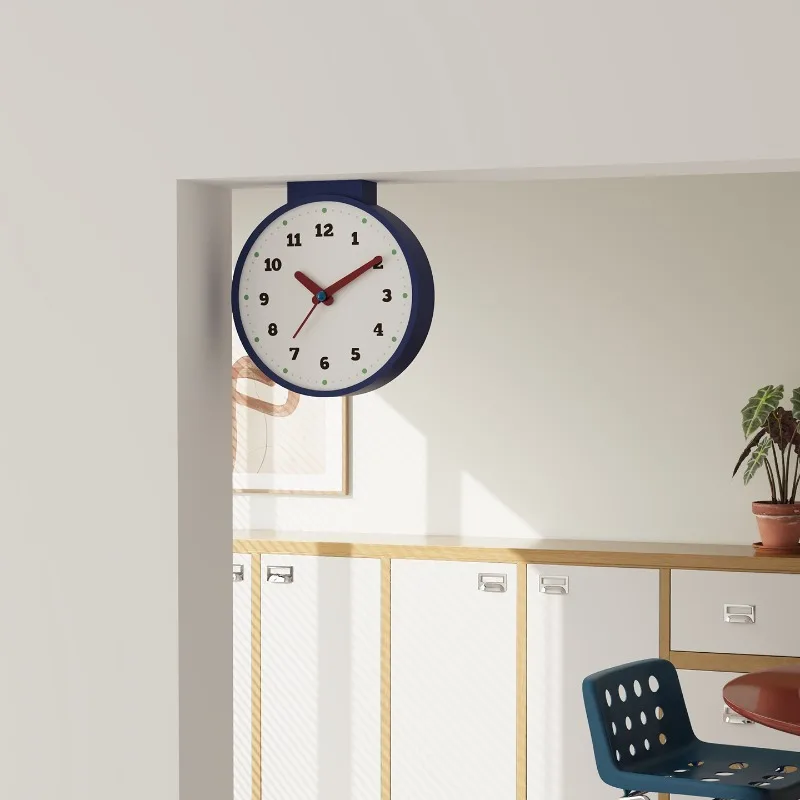 Hanging Wall Clock Silent Round Double-sided Wall Clocks Kitchen Living Room Large Number Quartz Clock Modern Art Home Decor