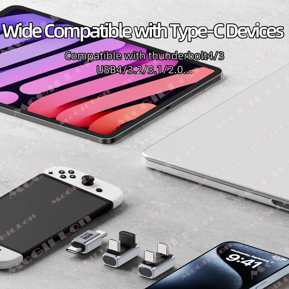 Adaptador usb c para tipo c, 240w, 80gbps, 8k, 60hz, conversor de 90 graus, adaptador usb4 para thunderbolt 4/3 macbook iphone 16 pro tablet