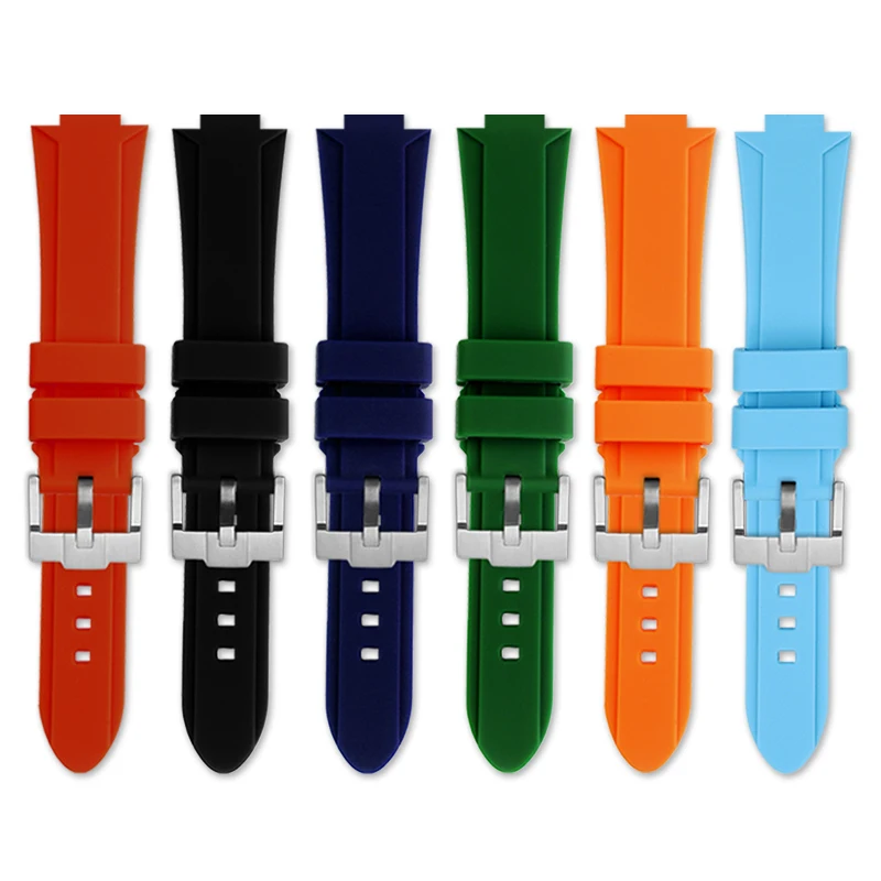 لموديلات كاسيو EFR-S108D وEFS-S570 وECB-10YDC. أحزمة ساعة سيليكون مقاومة للماء للرجال مع سلاسل ساعة بإبزيم محدب