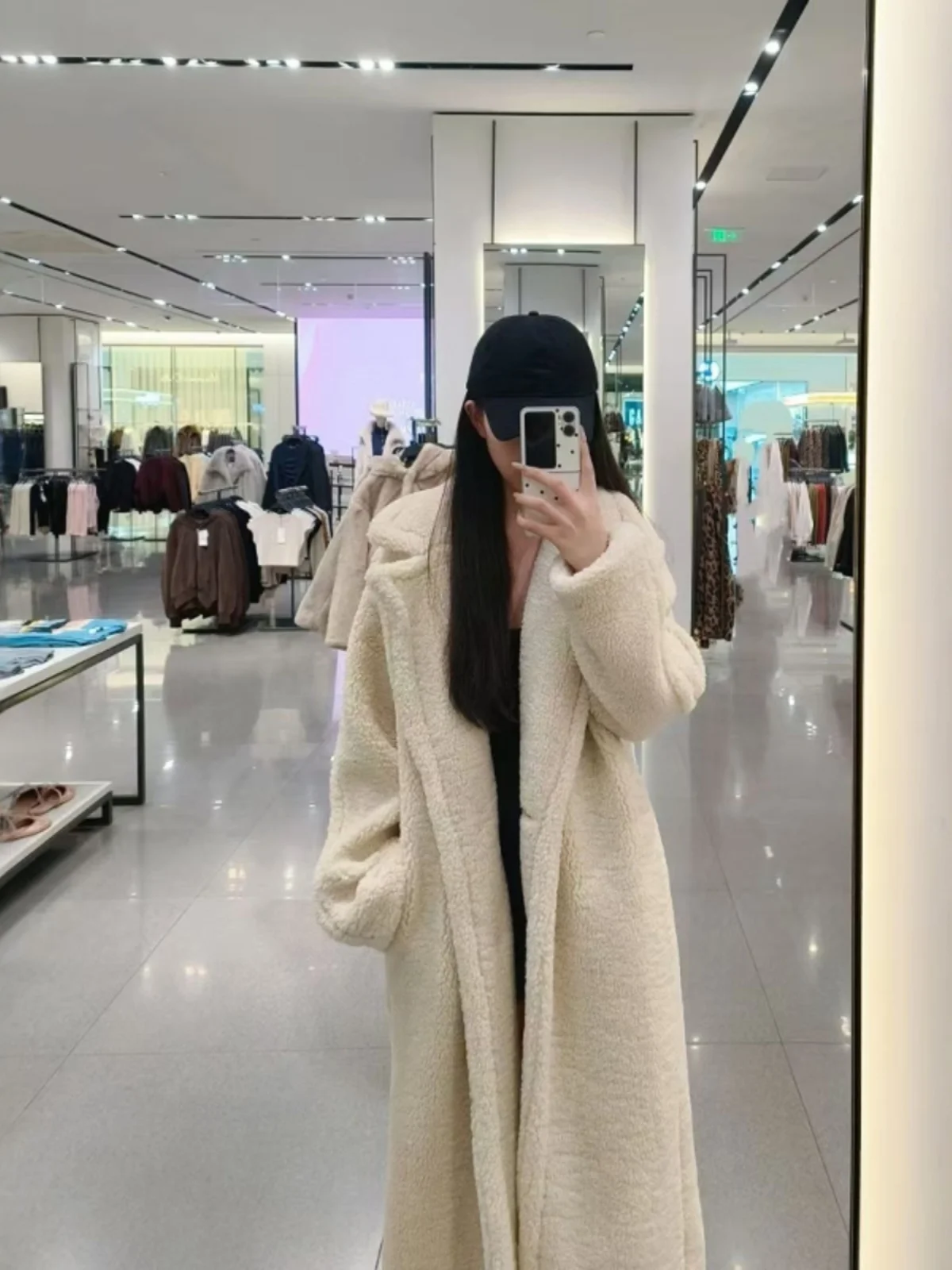 Thickened Long Sheepskin Fleece Lined Coat Stand Collar Overcoat Korean Style Commute Fashion Women's Premium Feel Winter Coat