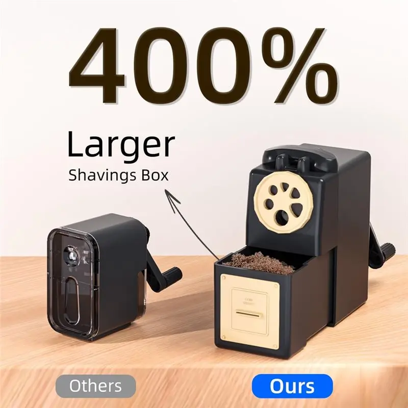 مبراة أقلام رصاص يدوية رائعة لأقلام الرصاص الملونة، 6 مقابض مقاسات محمولة باليد 6-12 مم