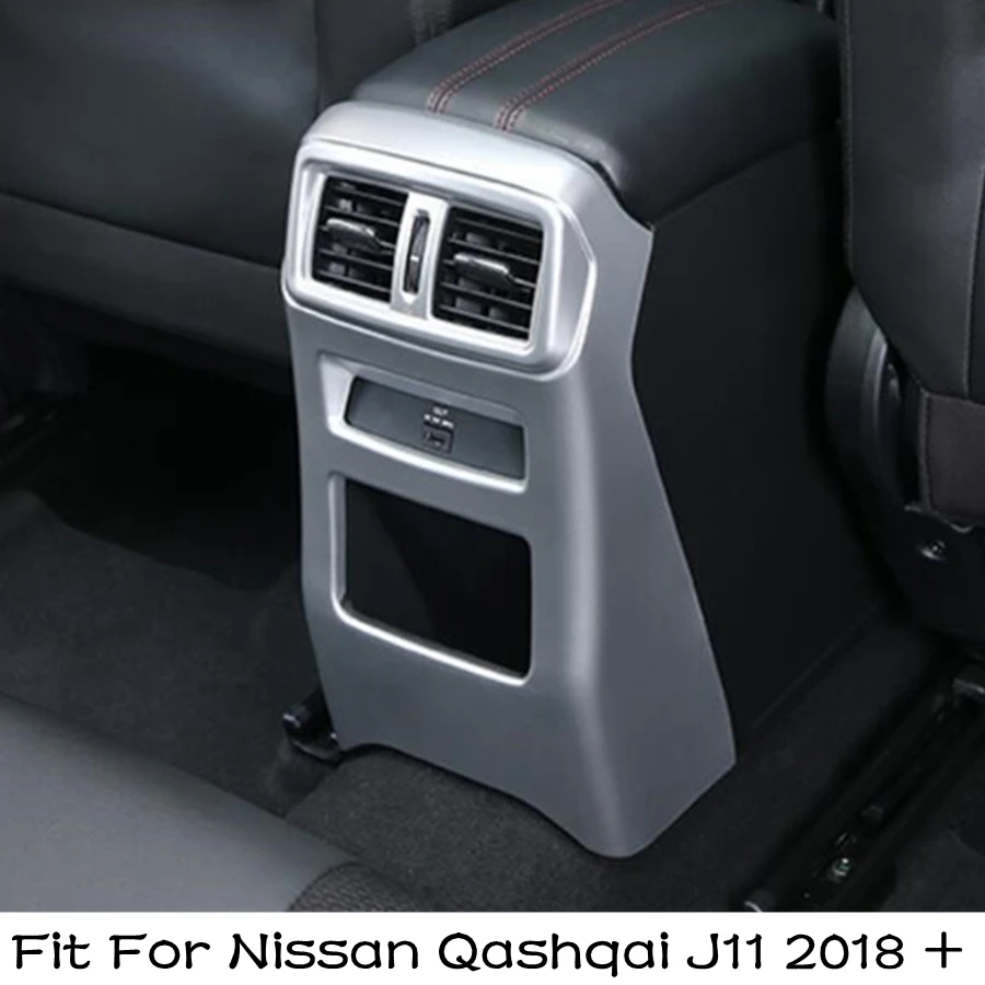 

Carbon Fiber Look Armrest Box Rear Air Conditioning AC Vent Panel Cover Trim For Nissan Qashqai J11 2018 - 2020 Matte Interior