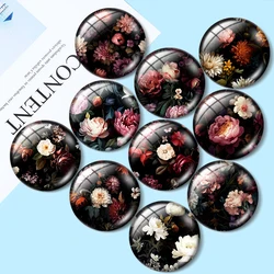 Vintage Academia Floral Pattern For jewelry 12mm/16mm/18mm/25mm Round photo glass cabochon demo flat back Making findings